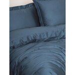 Parure de lit - housse de couette 220 x 240 + 2 taies d'oreiller 60 x 60 - Satiné coton - Bleu