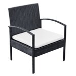 vidaXL Salon de jardin 4 Pièces avec coussins Résine tressée Noir