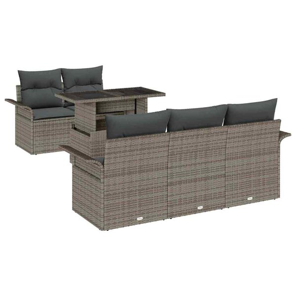 vidaXL Ensemble de canapé de jardin 6 Pièces Gris Poly Rattan