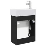 vidaXL Meuble de salle de bain avec robinet Noir 45 5 x 22 5 x 84 cm