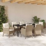 vidaXL Ensemble de salle à manger pour jardin 7 Pièces Beige polyrotin