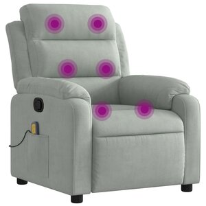 vidaXL Fauteuil inclinable de massage gris clair velours