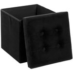 Pouf pliant velours Lysandre - Noir