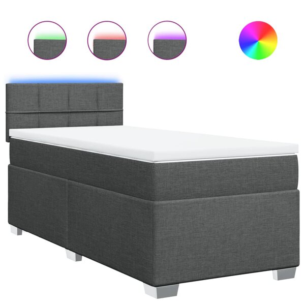 vidaXL Sommier à lattes de lit avec matelas Gris foncé 80x200 cm Tissu
