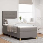 vidaXL Lit à ressorts avec matelas Taupe 90 x 190 cm tissu