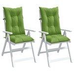 vidaXL Coussins de chaise à dossier haut lot de 2 vert mélangé tissu