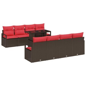vidaXL Ensemble de canapé de jardin 9 Pièces Marron Poly rotin