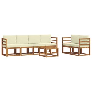 vidaXL Ensemble de canapés d'extérieur 7 pc Naturel et Crème