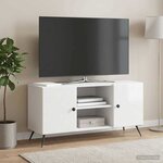 vidaXL Meuble TV Blanc brillant 102 x 34 5 x 50 cm Bois d'ingénierie