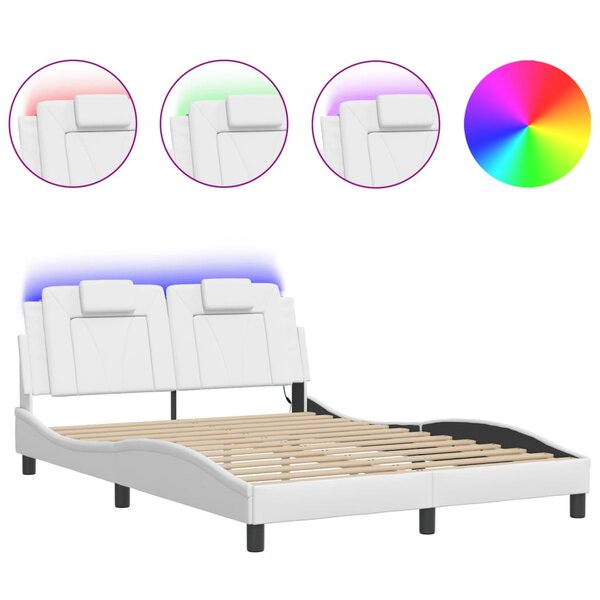 vidaXL Cadre de lit Viana avec LED sans matelas blanc 140x190 cm