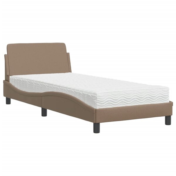 vidaXL Lit avec matelas cappuccino 90x200 cm similicuir