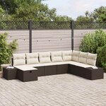 vidaXL Ensemble de canapé de jardin 8 Pièces Marron Poly rotin