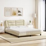 vidaXL Lit avec matelas Hvar crème 160x200 cm tissu