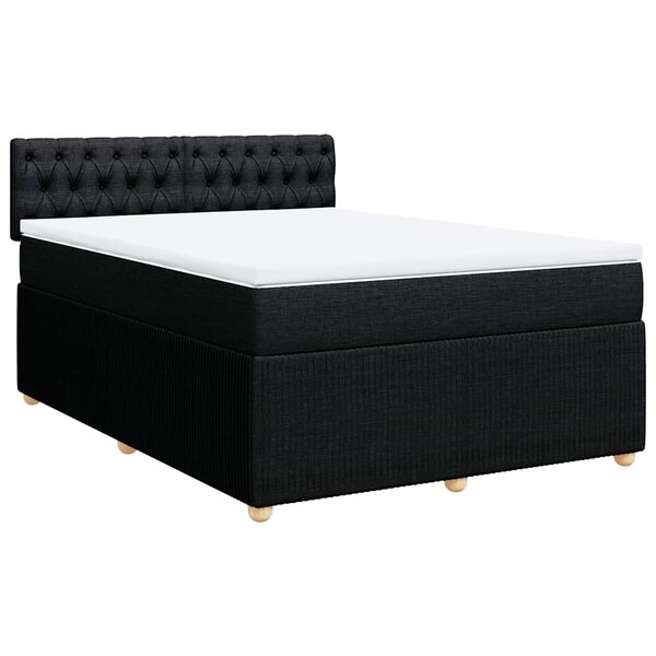 vidaXL Sommier à lattes de lit avec matelas Noir 140x200 cm Tissu