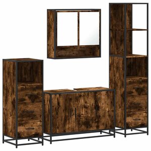 vidaXL Ensemble meubles salle de bain 4 Pièces chêne fumé bois ingénierie