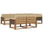 vidaXL Ensemble de canapés d'extérieur 7 Pièces Naturel et Beige