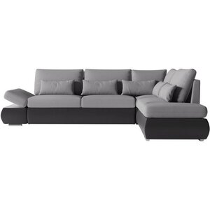 Canapé d'angle réversible convertible SEVARA 4 places - PU et Gris - Coffre de rangement - 267 x 200 x 90 cm