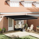 vidaXL Auvent Rétractable Manuel avec LED Noir 450x350 cm