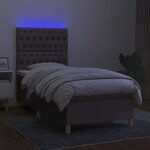 vidaXL Sommier à lattes de lit et matelas et LED Taupe 100x200cm Tissu