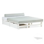Petit lit double 140x200 matelas 2 tiroirs blanc