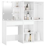 vidaXL Coiffeuse à LED et 2 armoires Blanc brillant Bois d'ingénierie