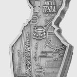 NIKOLA TESLA Shaped 2 Oz argent monnaie 10000 Francs Chad 2023