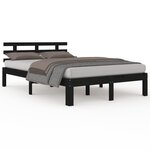 vidaXL Cadre de lit Noir Bois massif 200x200 cm