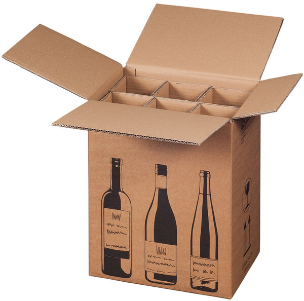 Cartons d'expédition pour 6 bouteilles (lot de 5)