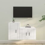 vidaXL Ensemble de meubles TV 2 Pièces Blanc Bois d'ingénierie