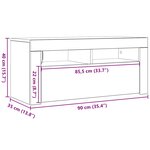 vidaXL Meuble TV avec lumières LED gris béton 90x35x40 cm