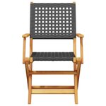 vidaXL Ensemble à manger de jardin 7 Pièces noir rotin et bois massif