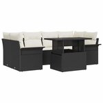 vidaXL Ensemble de canapé de jardin avec coussin 7 Pièces Noir Poly rotin