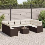 vidaXL Ensemble de canapé de jardin 10 Pièces Marron et blanc Poly rotin