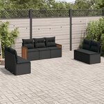 vidaXL Salon de jardin 7 Pièces avec coussins noir résine tressée