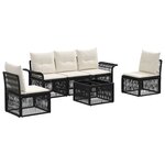 vidaXL Ensemble de canapé de jardin 6 Pièces Noir polyrotin