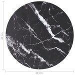 vidaXL Dessus de table noir Ø40x0 8cm verre trempé avec design marbre