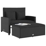 vidaXL Canapé de jardin avec coussins 2 places noir résine tressée