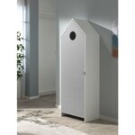 CASAMI Lit cabane 200x90 cm + Armoire 1 porte Gris