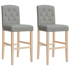vidaXL Chaises de bar lot de 2 bois massif d'hévéa et tissu