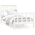 vidaXL Cadre de lit et tête de lit blanc 100x200 cm bois de pin massif