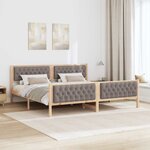 vidaXL Cadre de lit avec tête de lit Taupe 200 x 200 cm Pin massif
