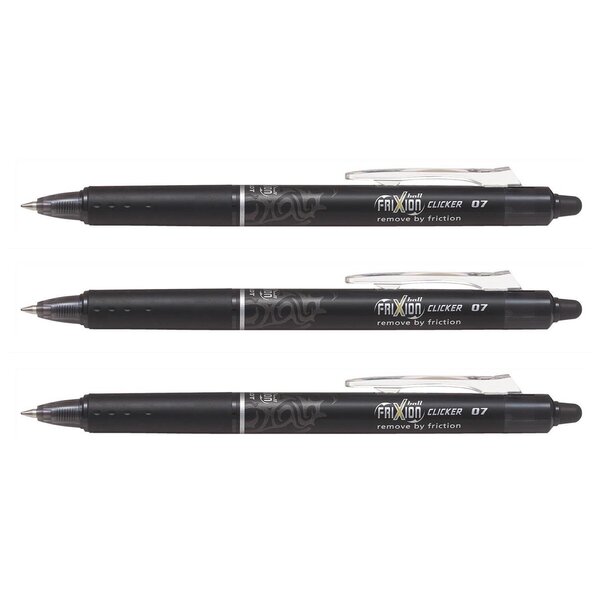 Stylo roller rétractable Frixion Ball Clicker 0 7 Noir x 3 PILOT