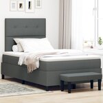 vidaXL Lit à ressorts avec Matelas & Banc Gris foncé 120x200 cm Tissu