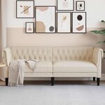 vidaXL Canapé Chesterfield 3 places lin