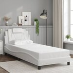 vidaXL Cadre de lit avec lumières LED blanc 90x190 cm similicuir
