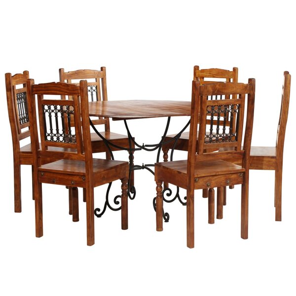 vidaXL Ensemble de tables à manger 7 Pièces bois d’acacia massif