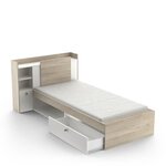 Lit enfant LIFE 90 x 190/200 - Rangements - chêne et blanc