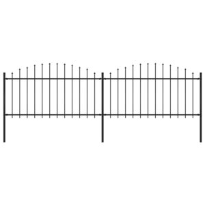 vidaXL Clôture de jardin à dessus en lance Acier (1 25-1 5)x3 4 m Noir