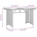 vidaXL Table de jardin avec dessus en verre gris 110x68x70 cm rotin