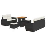 vidaXL Ensemble de canapé de jardin 8 Pièces Noir polyrotin